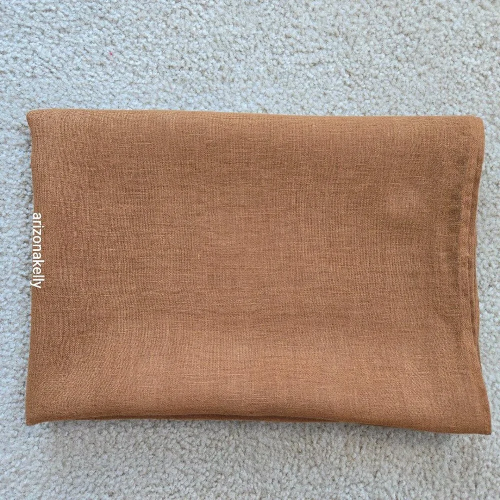 Linen Scarf Hemmed Chestnut Brown